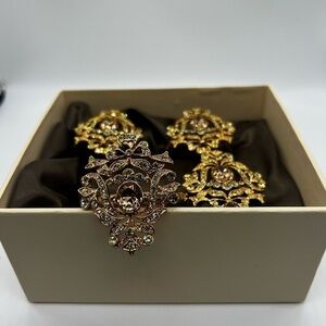 L’objet gold plated & Swarovski Crystal Napkin Rings RARE-NO LONGER AVAILABLE